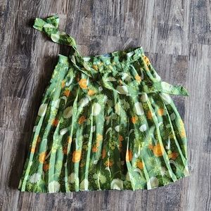 Green Floral Pleated Skirt